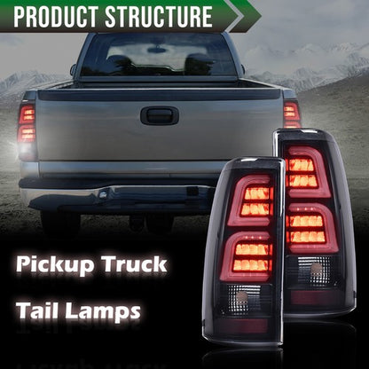 Solid Spare LED TUBE Tail Lights Fit For 99-2006 Chevy Silverado GMC Sierra Rear Brake Lamps
