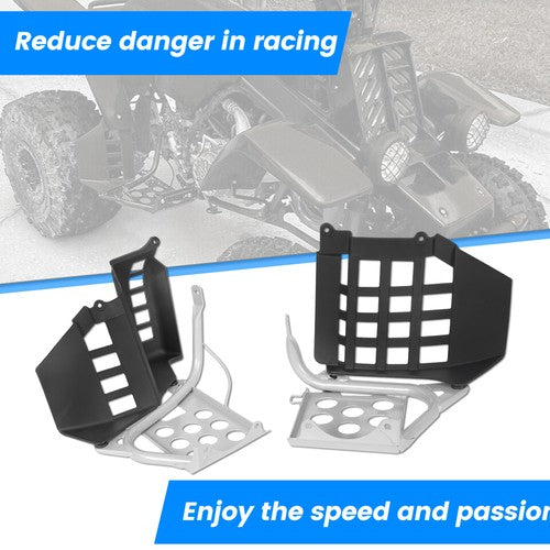Solid Spare LH + RH Heel Guard Footrest W/Black Nerf Bars For Yamaha Banshee 1987-2006
