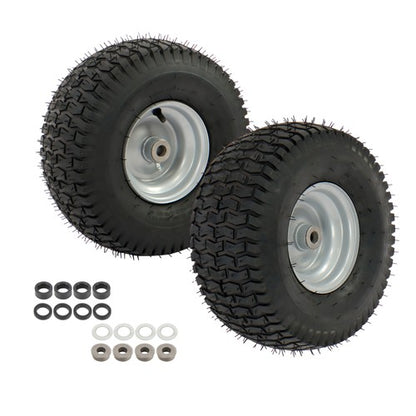 Solid Spare 15x6.00-6 Rubber Lawn Mower Tire and Wheel, 2 Pcs Replacement 3.4' shaft hole