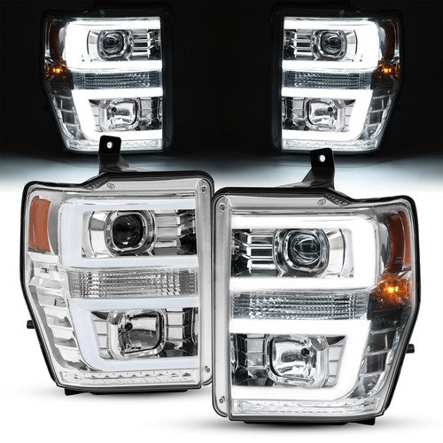 Solid Spare For 2008 2009 2010 Ford F250 F350 F450 LED Projector Headlights Headlamps Pair