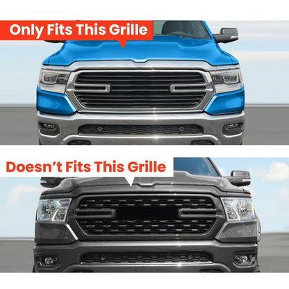 Solid Spare Gloss Black Grille Cover Insert Grill Overlay Trim For 2019-2023 Dodge Ram 1500