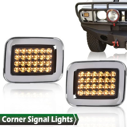 Solid Spare Fit For 03-09 Hummer H2 Smoke Lens LED Front Turn Signal Light Parking Lamp