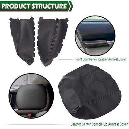 Solid Spare Fit For 09-15 Honda Pilot Leather Center Console Front Door Armrest Cover