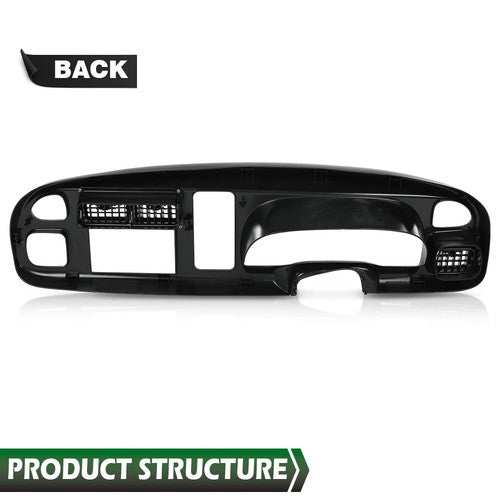Solid Spare Fit For 1998-2002 Dodge Ram 1500 2500 3500 Double Din Dashboard Bezel w/ Vents