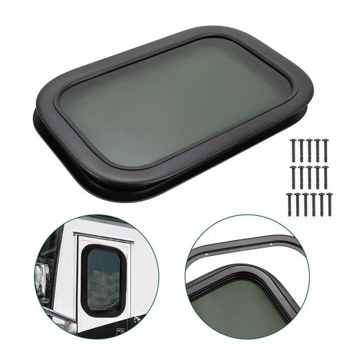 Solid Spare Vertical RV Window Cargo Trailer w/Trim Ring Screws Tinted Glass 12"X18"X1 1/2"