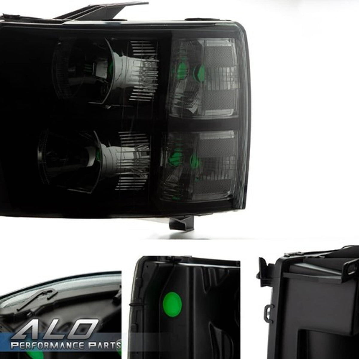 Solid Spare Fit For 07-13 Chevy Silverado 1500 2500 3500 Smoke Lens LED DRL Headlights