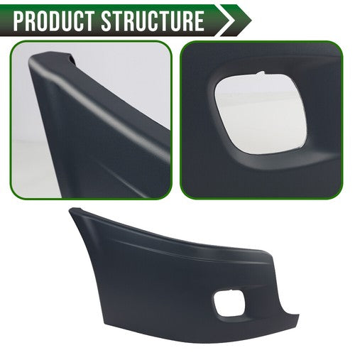 Solid Spare Fit For 08-17 Freightliner Bumper Right Reinforcement & Cover W/ Fog Hole