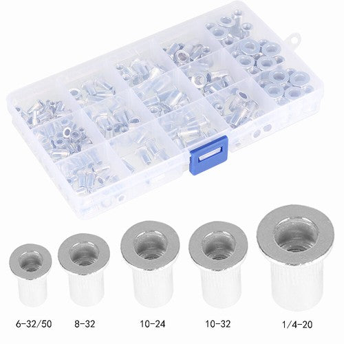 Solid Spare 150 Pack Aluminum Rivet Nut Kit Rivnut Nutsert Standard Inch SAE Imperial