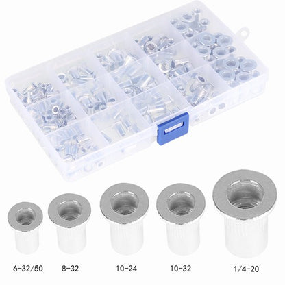 Solid Spare 150 Pack Aluminum Rivet Nut Kit Rivnut Nutsert Standard Inch SAE Imperial