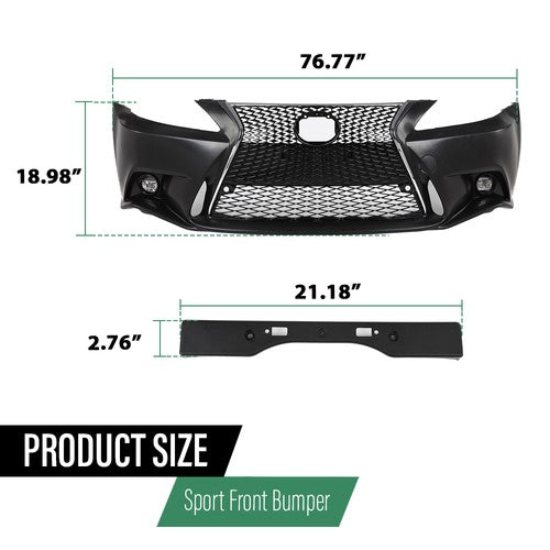 Solid Spare Front Bumper Conversion F-Sport Fit For 2006-2013 Lexus IS250 IS350 C 2IS to 3IS