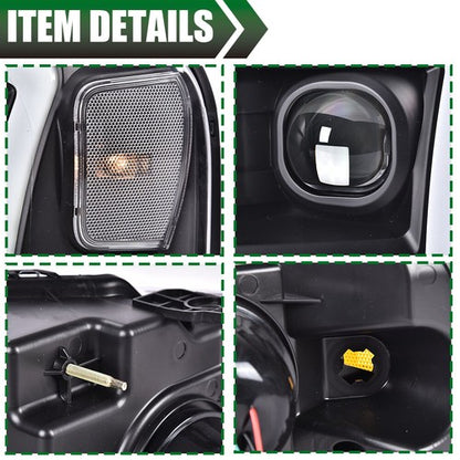 Solid Spare LED DRL Projector Headlights Black Fit For 2004-2008 Ford F-150/Lincoln Mark LT