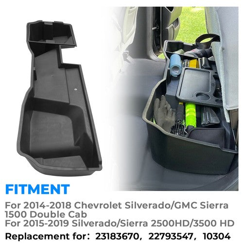 Solid Spare Underseat Storage Box For 14-19 Silverado Sierra 1500 2500HD Extended Double Cab