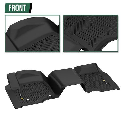 Solid Spare Fit For 19-25 Chevrolet Silverado/Sierra 1500 Double Cab TPE Floor Mats Liners