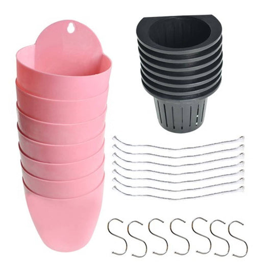 Solid Spare Pink Self-Watering Plant Flower Pot Wall Hanging Plastic Planter Garden 7 Pack