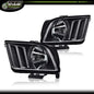 Solid Spare Headlights For 2005 2006 2007 2008 2009 Ford Mustang Black Housing CLear Lens
