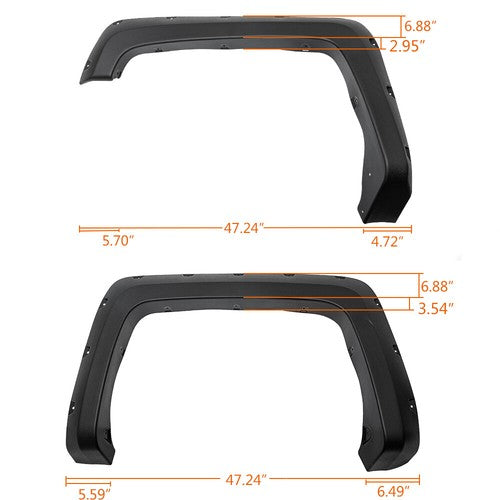 Solid Spare Fit For 14-18 Chevy Silverado 6.5'-8' Bed 4pcs Pocket Rivet Wheel Fender Flares