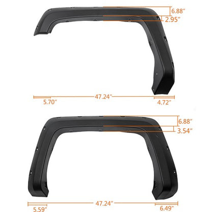 Solid Spare Fit For 14-18 Chevy Silverado 6.5'-8' Bed 4pcs Pocket Rivet Wheel Fender Flares