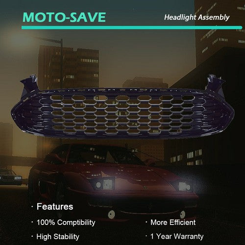 Solid Spare Front Bumoer Grill Grille For Ford Fusion 2013-2016 Black Glossy Honeycomb Trim