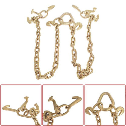 Solid Spare Chain V Bridle w/ RJT Hook Tow Truck Winch Cable Pull Wrecker Recovery Grab