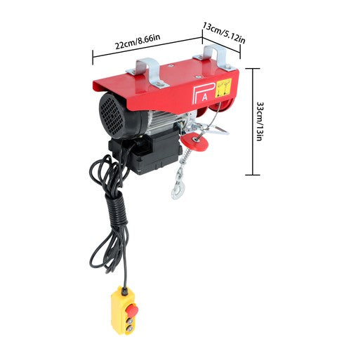 Solid Spare 440lbs Mini Electric Hoist 14ft Wired+328ft Wireless Remote Control 110V 510W