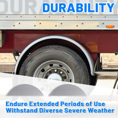 Solid Spare 1 Pair Round Single Axle Trailer Fenders & Backs For 14"-16" Wheels