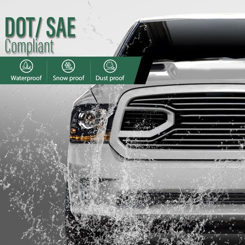 Solid Spare LED DRL Projector Headlights w/ Harness Fit For 09-18 Ram 1500 2500 3500 Black