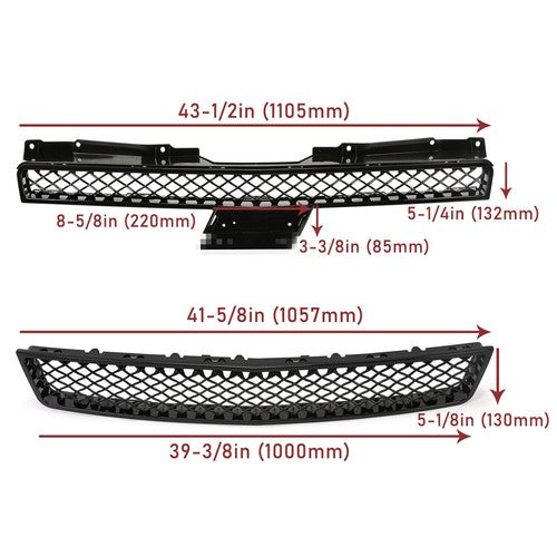 Solid Spare For 07-14 Chevy Tahoe/Suburban/Avalanche Mesh Front Bumper Grille Grill Black