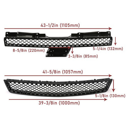 Solid Spare For 07-14 Chevy Tahoe/Suburban/Avalanche Mesh Front Bumper Grille Grill Black