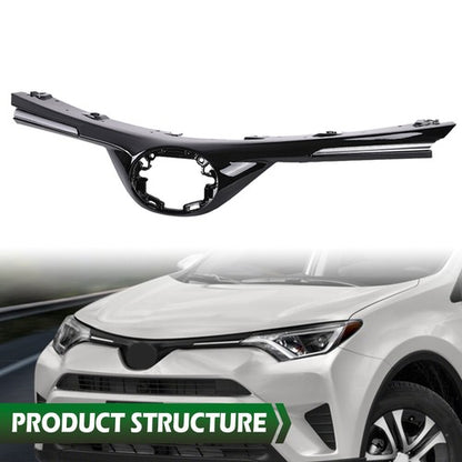 Solid Spare Fit For 2016-2018 Toyota RAV4 Front Bumper Upper Hood Grille w/ Chrome Trim
