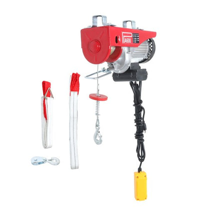 Solid Spare 1320lbs Mini Electric Hoist 14ft Wired Remote Control 1150W 20-40ft Height 110V