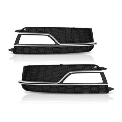 Solid Spare Fit For 2013-2016 Audi S5 A5 S-Line Front Bumper Fog Light Grilles Cover LH & RH