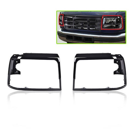 Solid Spare Headlight Bezels Headlamp Trim Fit For 92-97 Ford Bronco F-150 F150 F250 F350