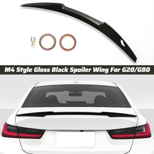 Solid Spare Rear Trunk Spoiler Rear wing For 19-25 BMW G20 330i G80 M3 Gloss Black M4 Style