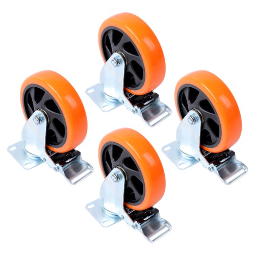 Solid Spare 5 inch Swivel Caster Wheels with Dual Locking, Heavy Duty Castors Set of 4