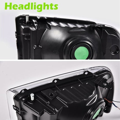 Solid Spare Fit For 2005-07 Ford F250 F350 Super Duty [LED DRL Bar] Headlights Smoked/Clear