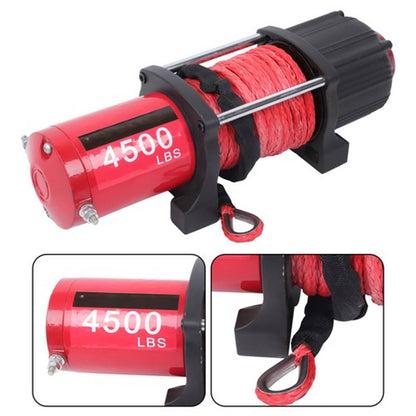 Solid Spare Electric Winch 4500lbs Synthetic Rope 12VDC Copper Motor With Wireless Remote