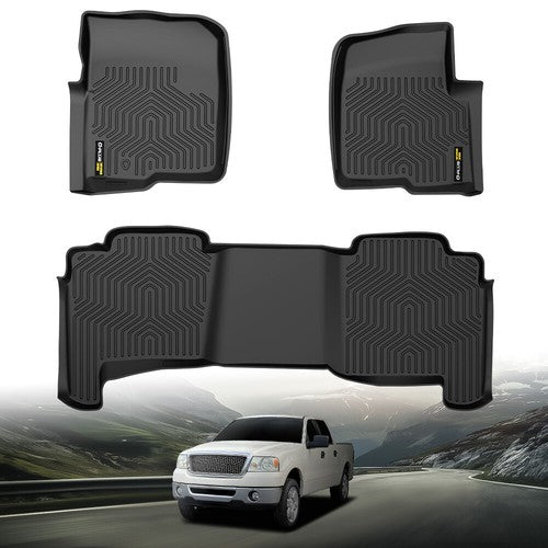 Solid Spare TPE Floor Mats Liners Fit For 2004-2008 Ford F-150 Super Crew Cab All Weather
