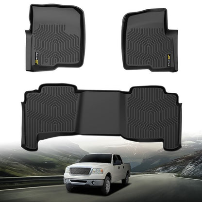 Solid Spare TPE Floor Mats Liners Fit For 2004-2008 Ford F-150 Super Crew Cab All Weather
