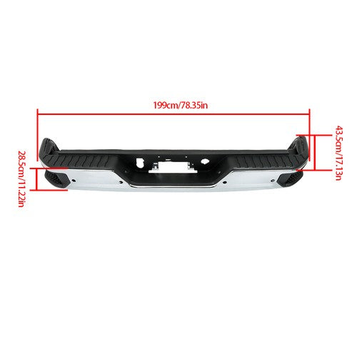 Solid Spare For Silverado/Sierra 1500 2019-2023 Steel Chrome Rear Bumper With Sensor Holes