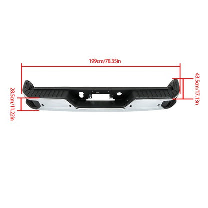 Solid Spare For Silverado/Sierra 1500 2019-2023 Steel Chrome Rear Bumper With Sensor Holes