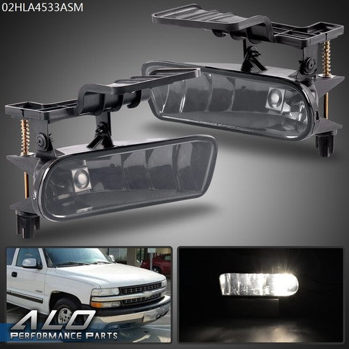 Solid Spare Fit For 1999-2002 GMC Sierra 1500/2500/3500 Smoke Lens Fog Lights Driving Lamps