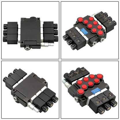 Solid Spare Double Acting 3600 PSI 3 Spool Solenoid 12V DC Hydraulic Control Valve 13 GPM