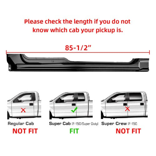 Solid Spare Rust Repair Rocker Panels For 2009-14 Ford F150 F-150 Truck Super / Extended Cab