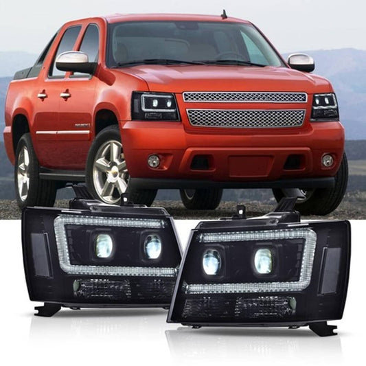 Solid Spare Dual LED Projector Headlights Smoke/Black Fit For 07-14 Avalanche Tahoe Suburban