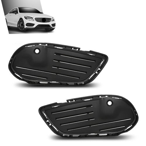 Solid Spare Front Bumper Insert Fog Light Cover Fit For 2015-2018 Mercedes Benz C-Class