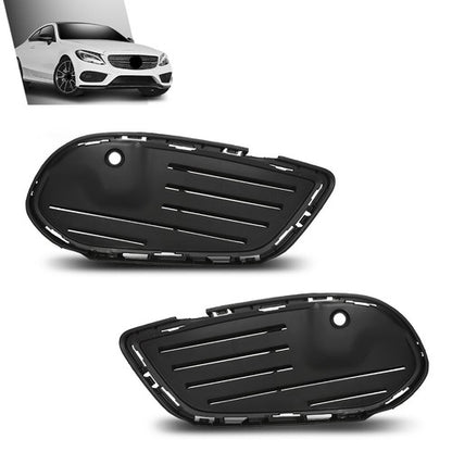 Solid Spare Front Bumper Insert Fog Light Cover Fit For 2015-2018 Mercedes Benz C-Class
