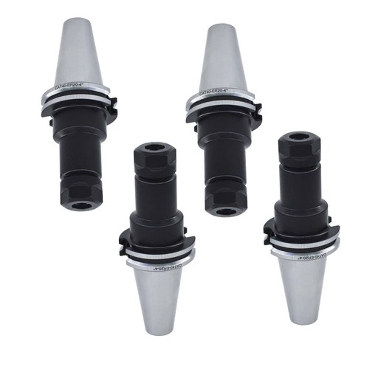 Solid Spare CAT40-ER20 Collet Chucks W. 4" Long Gage Length - 4 Chucks Tool Holder Set New