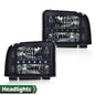 Solid Spare Fit For 2005-2007 F250 F350 F450 Super Duty LED DRL Black Clear Headlights Lamps