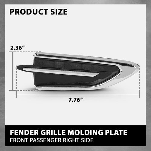 Solid Spare Front Fender Grille Molding Plate Right Side Fit For 2017 2018 2019 Ford Escape