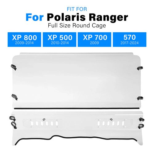 Solid Spare FOR POLARIS RANGER FULLSIZE ROUND CAGE 570 2017-2024 CLEAR VENTED WINDSHIELD